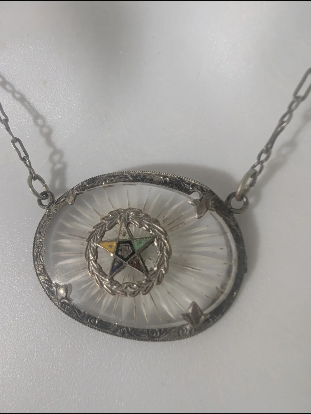 Sterling Silver Starburst Crystal Pendant Necklace Choker Multicolor Star Clear